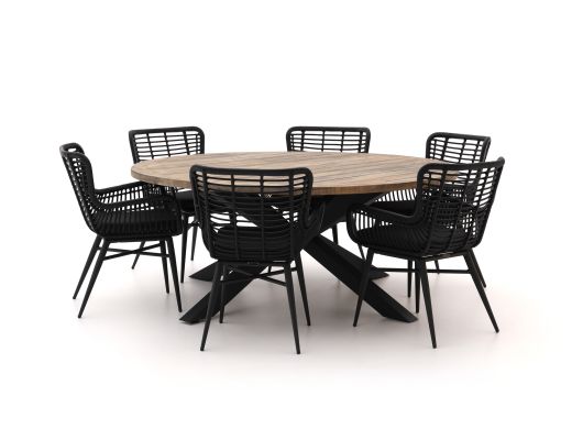 Intenso Asti/Rough-Y Ø180cm dining tuinset 7-delig