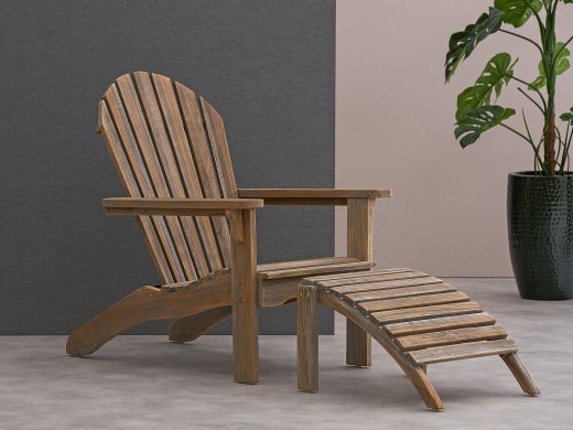 ROUGH-S Adirondack lounge tuinstoel met voetenbank