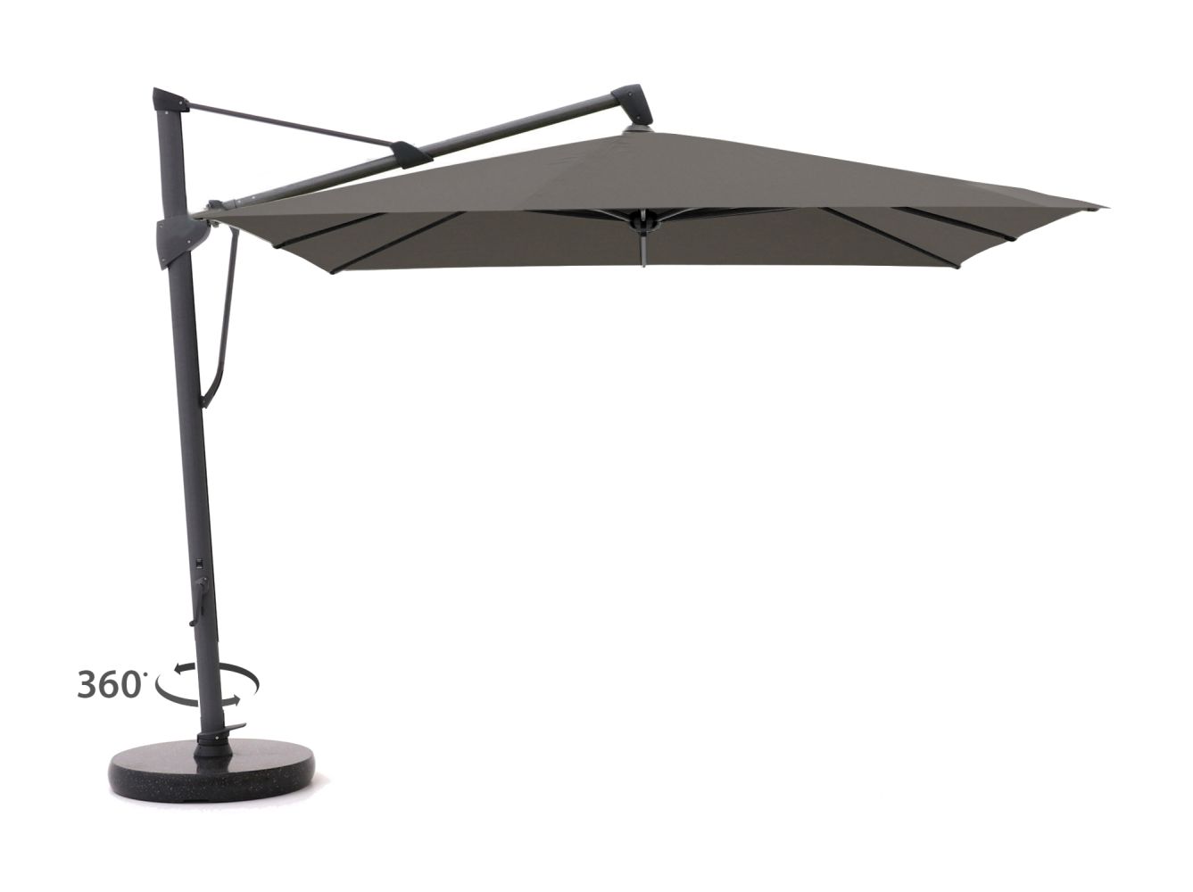 Sombrano S+ zweefparasol 400x300cm - Smoke 420 (incl. Shadowline 140 kg) (incl.hoes) (Frame = Alu Natur Elox) - Kees